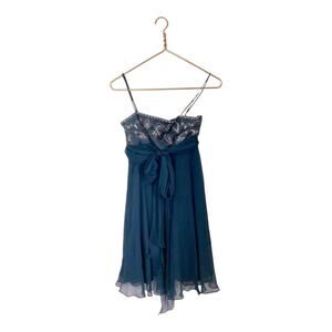 Y2K Fairy Core 100% Silk Forever 21 Teal Blue Tiered Dress S